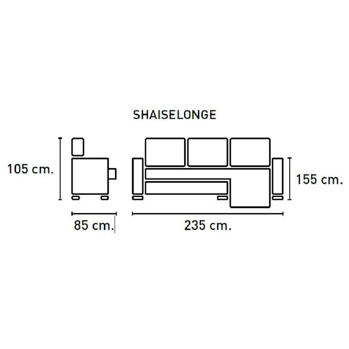 sofa chaiselongue com pufs cinzento