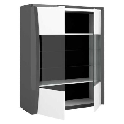 vitrina 2 portas moderna cinzanta