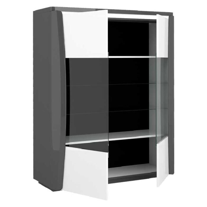 vitrina 2 portas moderna cinzanta