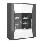 vitrina 2 portas moderna cinzanta