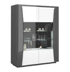 vitrina 2 portas moderna cinzanta