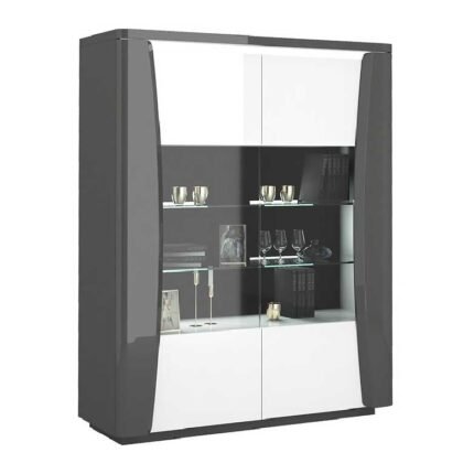 vitrina 2 portas moderna cinzanta