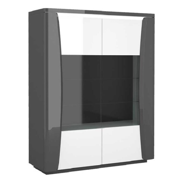 vitrina 2 portas moderna cinzanta