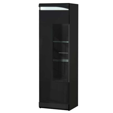 Vitrine 1 Porta Lacada Preto Led
