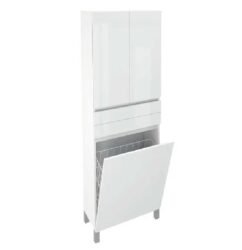 Móvel alto com cesto para roupa