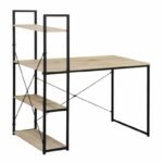 Secretária com estante em madeira e prateleiras