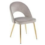 Cadeira de Sala Cinzenta com pés dourados