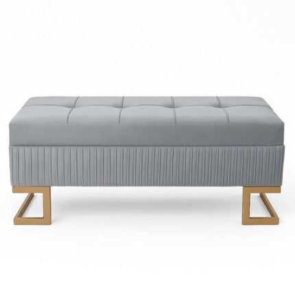 Banqueta cinza pés metal