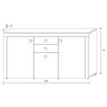 Aparador 3 Portas e 2 Gavetas