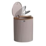 Balde de lixo bege e madeira 5 L