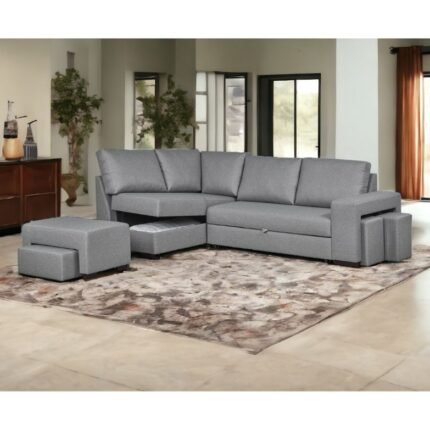 Sofá de Canto com Arca e Puffs