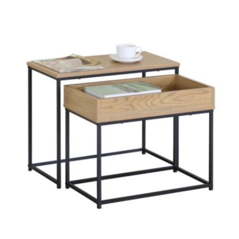 Conjunto 2 mesas metal / madeira