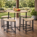 conjunto de mesa redonda e 4 bancos