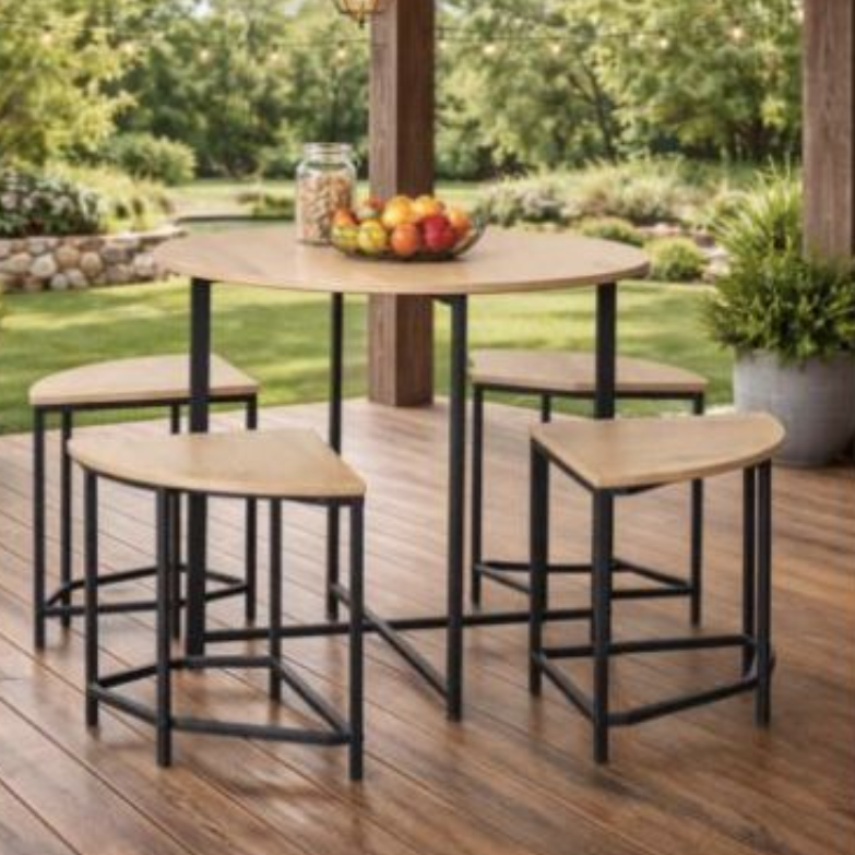 conjunto de mesa redonda e 4 bancos