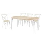 Mesa de Jantar Redonda Extensível em Carvalho