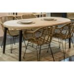 Mesa de Jantar Redonda Extensível em Carvalho