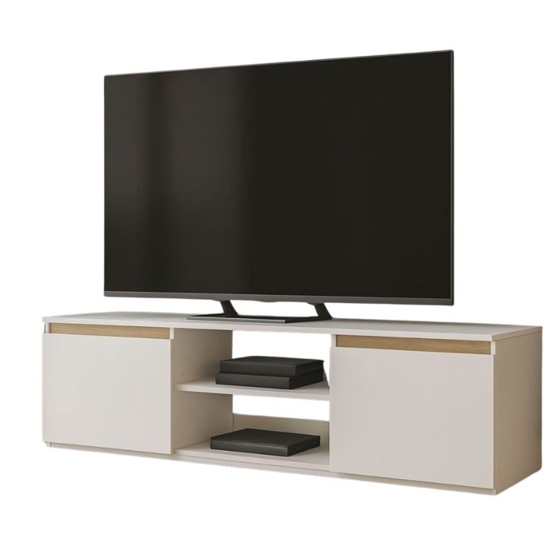 Móvel TV Branco e Carvalho Natura – Design Contemporâneo e Funcional