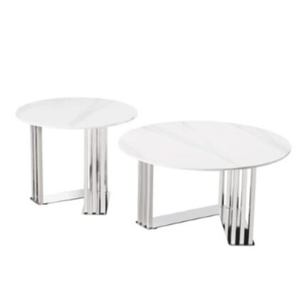Mesas de centro inox prateada