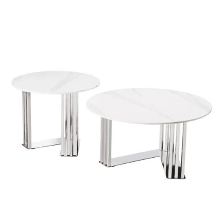 Mesas de centro inox prateada