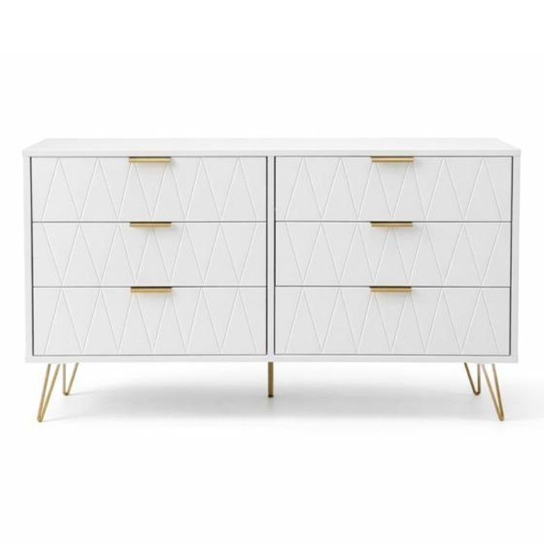 Cómoda 6 Gavetas Pés Dourados