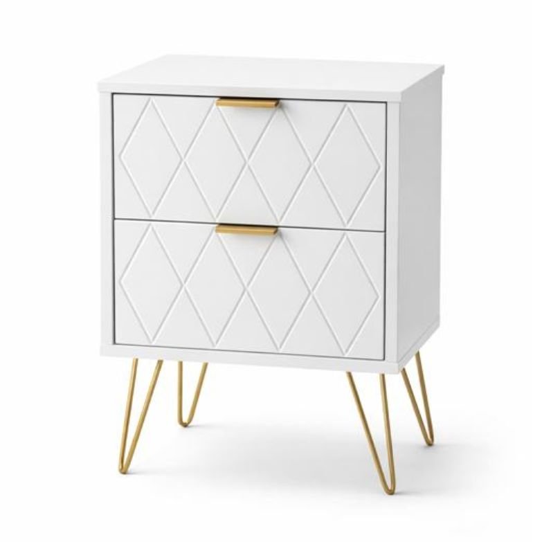 Mesa Cabeceira Branca 2 Gavetas