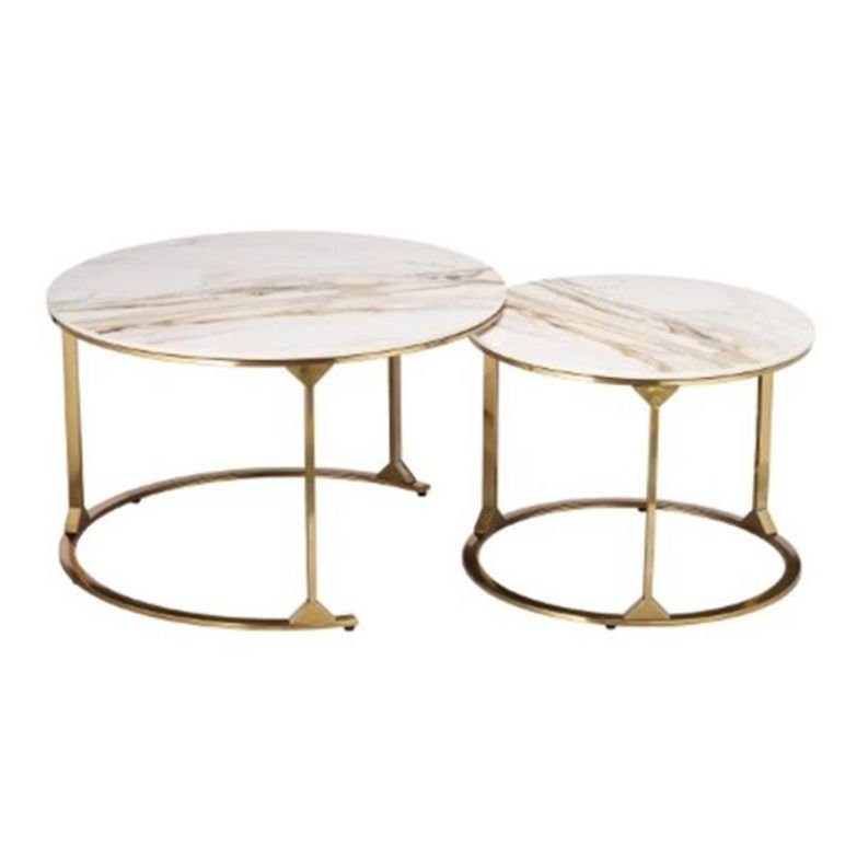 Mesas de centro inox dourada