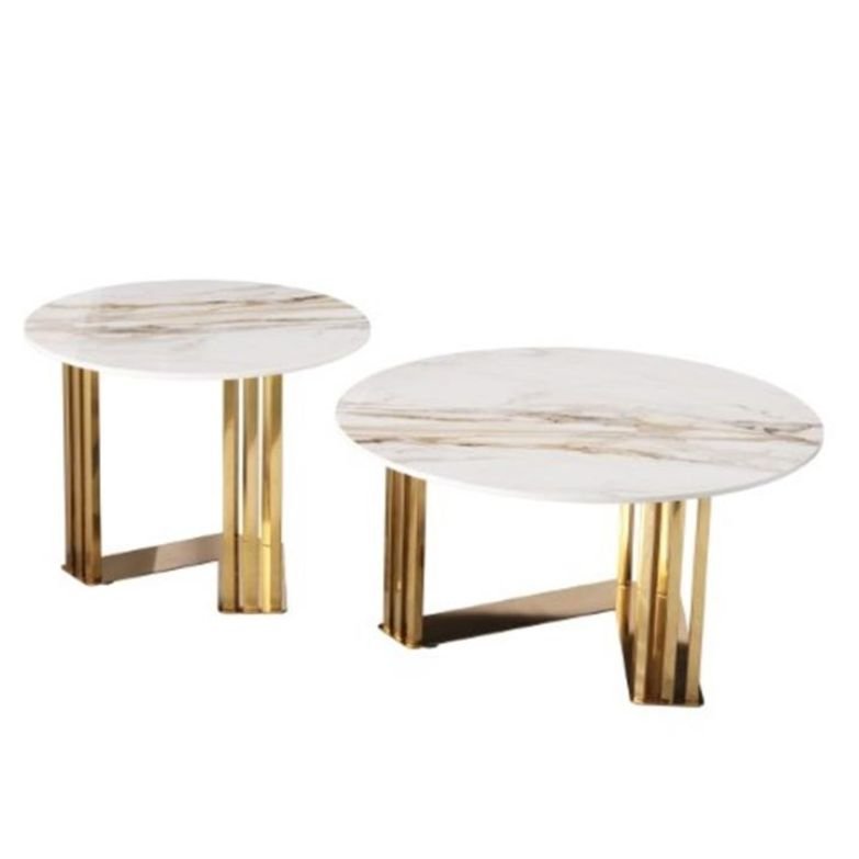 Mesas de centro inox dourada