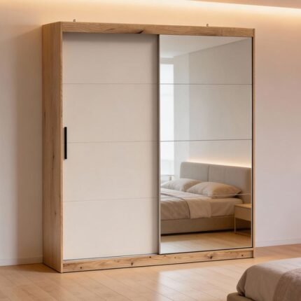 Roupeiro 2 Portas de Correr com Espelho 200cm