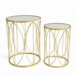 Mesa de apoio de metal dourado