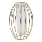 Lanterna Decorativa Dourada em Metal e Vidro – Porta-Velas