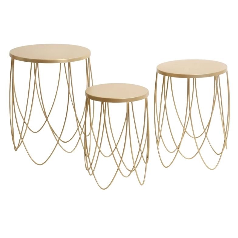 Mesa de Apoio Redonda Dourada em Metal – Design Elegante