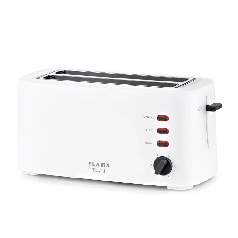 Torradeira FLAMA Branca 1630W 948FL – 2 Fendas Longas e 6 Níveis de Tostagem