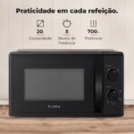 Micro-ondas Preto 20L 700W com Comandos Mecânicos