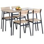 Conjunto Mesa de Jantar com 4 Cadeiras – Preto e Carvalho Estilo Industrial