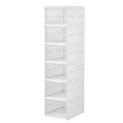 Sapateira Modular Branca de 6 Níveis com Portas Transparentes – Plastix