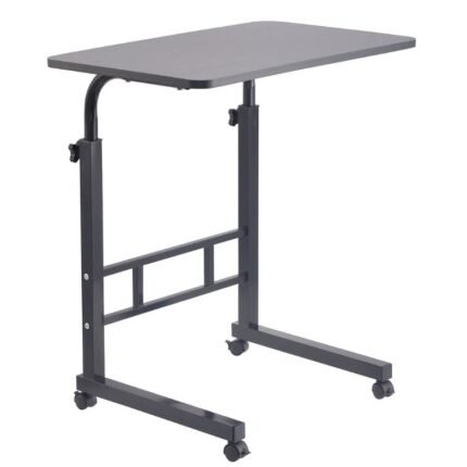 Mesa de Apoio para Sofá e Portátil Preta com Rodas e Altura Regulável