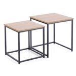 Mesa de Apoio Quadrada Industrial – Preto e Carvalho