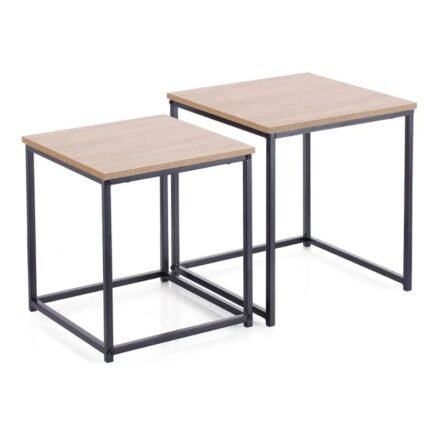 Mesa de Apoio Quadrada Industrial – Preto e Carvalho