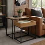 Mesa de Apoio Industrial com Arrumação – Preto e Carvalho