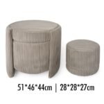 Conjunto de 2 Puffs Redondos em Tecido Canelado