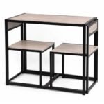 Conjunto Mesa Alta com 2 Cadeiras – Estilo Industrial Preto e Madeira