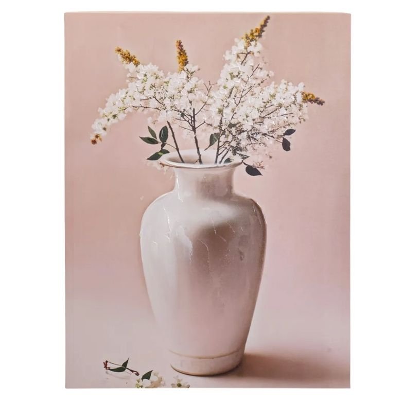 Quadro Decorativo Jarra com Flores 60x80 cm – Tons Rosa