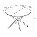Mesa de Jantar Redonda Extensível em Carvalho Natural com Pés Pretos