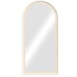 Espelho de Parede em Arco com Moldura Bege Efeito Pedra – 60 × 160 cm