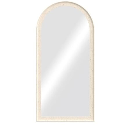 Espelho de Parede em Arco com Moldura Bege Efeito Pedra – 60 × 160 cm