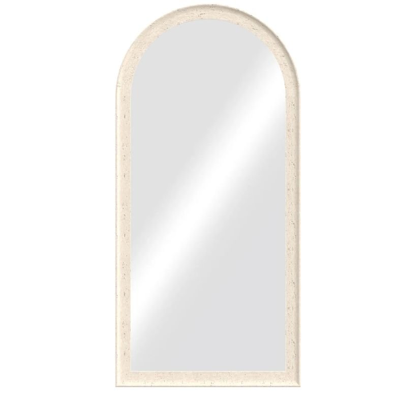 Espelho de Parede em Arco com Moldura Bege Efeito Pedra – 60 × 160 cm