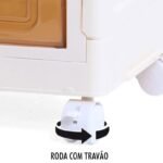 Armário Modular Dobrável Bege com 5 Compartimentos e Rodas