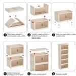 Armário Modular Dobrável Bege com 5 Compartimentos e Rodas