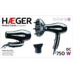 Secador de Cabelo de Viagem HAEGER Perfect Travel 750W com Pega Dobrável, Difusor e Concentrador