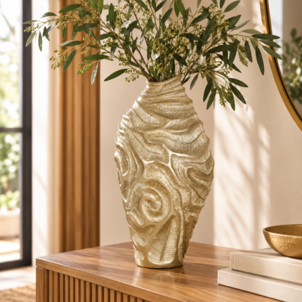 Jarra Decorativa Dourada com Relevo